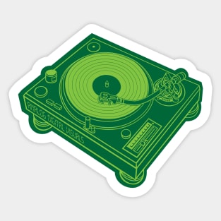 Turntable (Yellow Green Lines + Cadmium Green Drop Shadow) Analog / Music Sticker